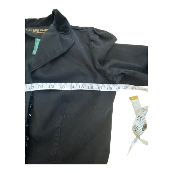 Lauren Jeans Fitted Denim Blazer M Ralph Lauren Black Victorian Jacket VTG - Picture 8 of 15